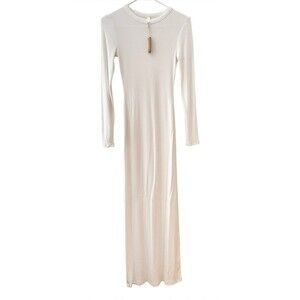 Skims Soft Lounge Crew Ribbed Maxi Dress Size L Marble New